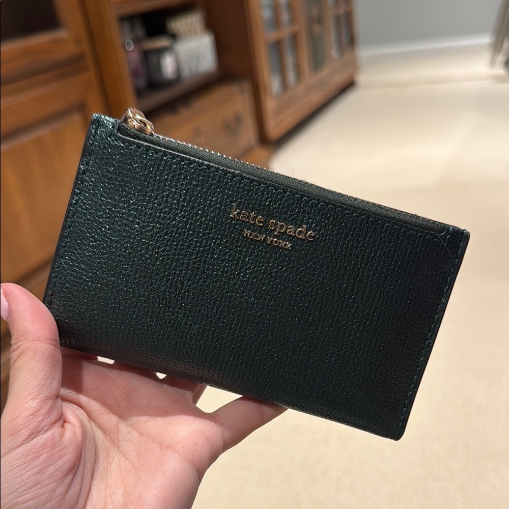Kate Spade Green Leather Card Holder